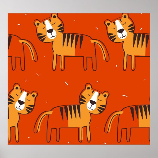 Kleurrijke Tigers Hand getrokken Decor Poster (Voorkant)