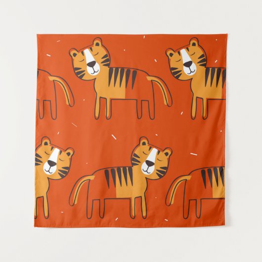 Kleurrijke Tigers Hand getrokken Decor Wandkleed (Voorkant)