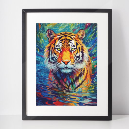 Kleurrijke Tijger Abstracte Schilderij Poster