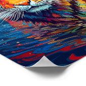 Kleurrijke Tijger Abstracte Schilderij Poster (Hoek)