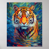 Kleurrijke Tijger Abstracte Schilderij Poster (Voorkant)
