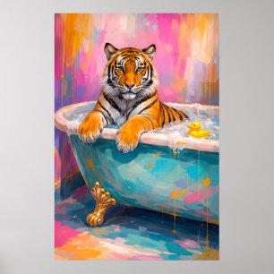 Kleurrijke Tijger Badposter, Abstract Dierenmuur Poster