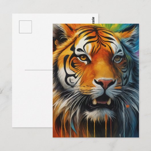 Kleurrijke tijger briefkaart (Voorkant / Achterkant)