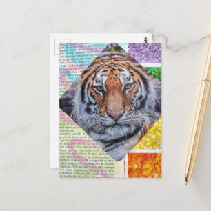 Kleurrijke Tijger Collage Briefkaart