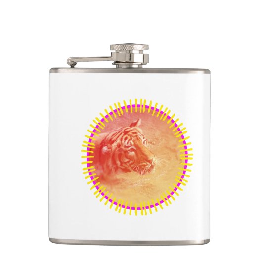 Kleurrijke tijger heupfles (Voorkant)