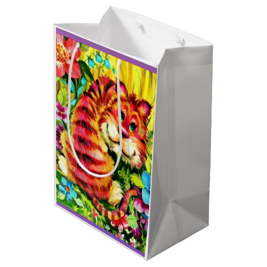 kleurrijke tijger medium cadeauzakje (Achterkant Gekanteld)