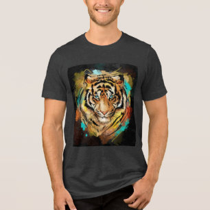Kleurrijke Tijger Portret Tri-Blend Shirt