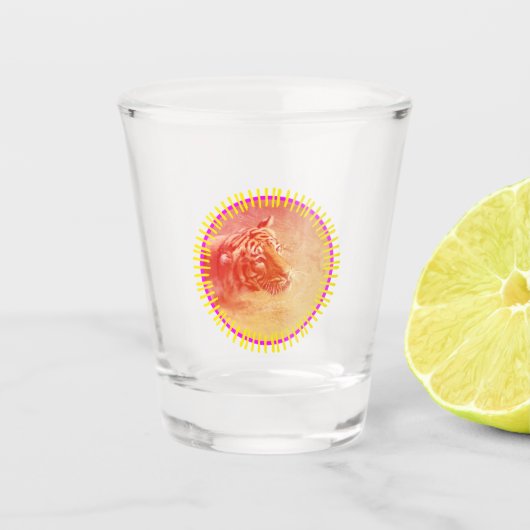 Kleurrijke tijger shot glas (Voorkant)