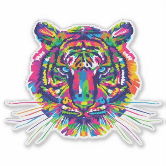 Kleurrijke tijger sticker (Voorkant)