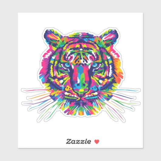 Kleurrijke tijger sticker (Vel)