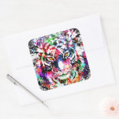 Kleurrijke tijger Sticker Square - grote kat in he (Envelop)