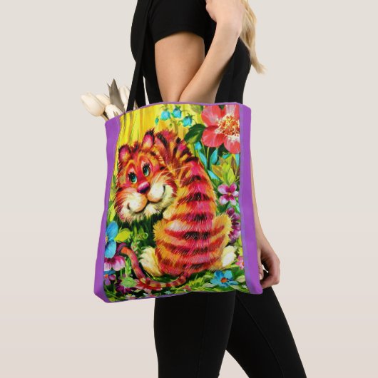 kleurrijke tijger tote bag (Dichtbij)