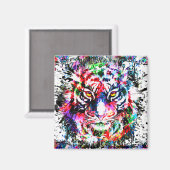 Kleurrijke tijgermagneet - Abstracte kunsttijger Magneet (Voorkant / Achterkant)