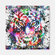 Kleurrijke tijgermagneet - Abstracte kunsttijger