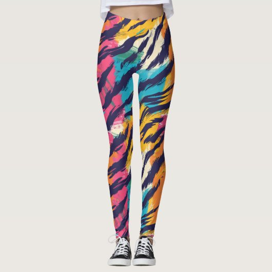 Kleurrijke tijgerstrepen leggings (Voorkant)