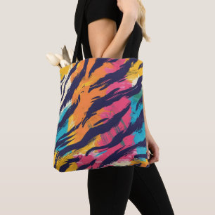 Kleurrijke tijgerstrepen tote bag