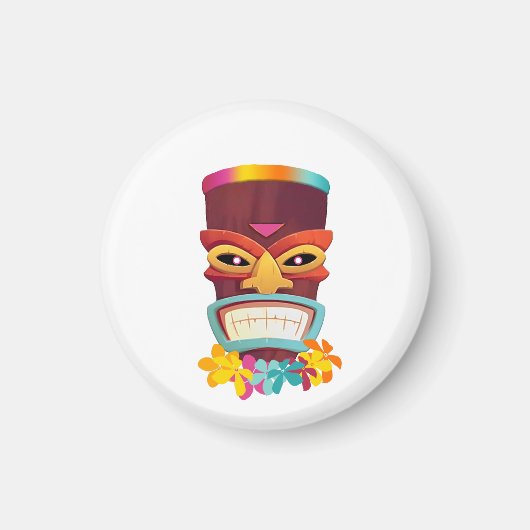 Kleurrijke Tiki en bloemen Magneet (Voorkant)