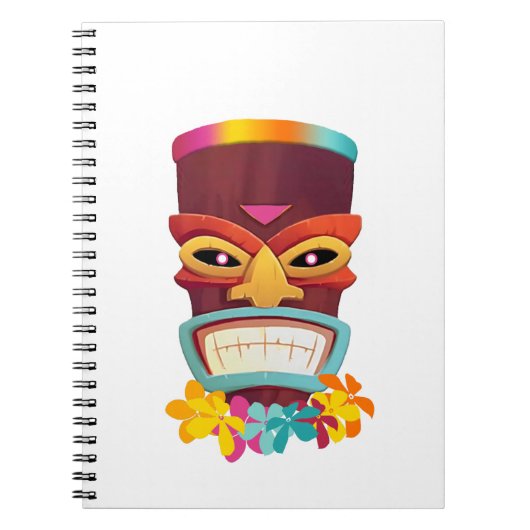 Kleurrijke Tiki en bloemen Notitieboek (Voorkant)