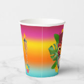 Kleurrijke Tiki en bloemen Papieren Bekers (Rechts)