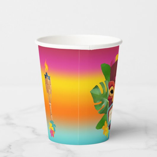 Kleurrijke Tiki en bloemen Papieren Bekers (Rechts)