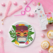 Kleurrijke Tiki en bloemen Papieren Bordje (Feest)