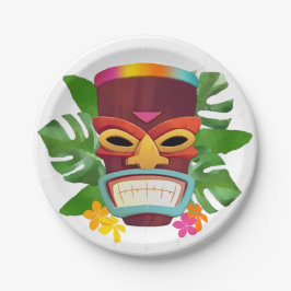 Kleurrijke Tiki en bloemen Papieren Bordje