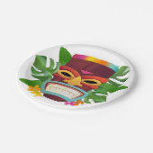 Kleurrijke Tiki en bloemen Papieren Bordje (Gekanteld)