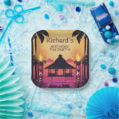 Kleurrijke Tiki Hawaiian verjaardagsfeestje Papieren Bordje (Feest)