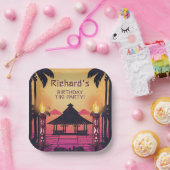 Kleurrijke Tiki Hawaiian verjaardagsfeestje Papieren Bordje (Feest)