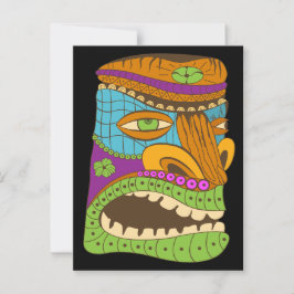 Kleurrijke Tiki Head in Exotic Mood, Zwart Briefkaart
