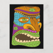 Kleurrijke Tiki Head in Exotic Mood, Zwart Briefkaart (Voorkant)