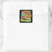 Kleurrijke Tiki Hoofd in Exotische Stemming, Grapp Vierkante Sticker (Tas)