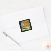 Kleurrijke Tiki Hoofd in Exotische Stemming, Grapp Vierkante Sticker (Envelop)