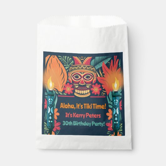 Kleurrijke Tiki Luau Skull Achtertuin Verjaardagsf Bedankzakje (Voorkant)