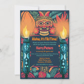 Kleurrijke Tiki Luau Skull Achtertuin Verjaardagsf Kaart (Voorkant)