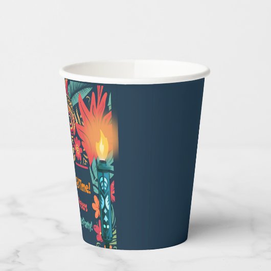 Kleurrijke Tiki Luau Skull Achtertuin Verjaardagsf Papieren Bekers (Links)