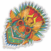 Kleurrijke Tiki masker sticker (Voorkant)