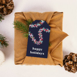Kleurrijke Tinsel Guirlande Vrolijke Feestdagen Gi Cadeaulabel