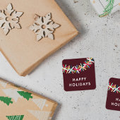 Kleurrijke Tinsel Guirlande Zalig Kerstfeest Stick Vierkante Sticker