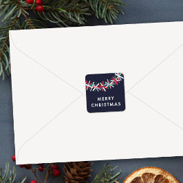 Kleurrijke Tinsel Guirlande Zalig Kerstmis Sticker