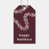Kleurrijke Tinsel Slinger Happy Holidays Cadeaubij Cadeaulabel (Voorkant)