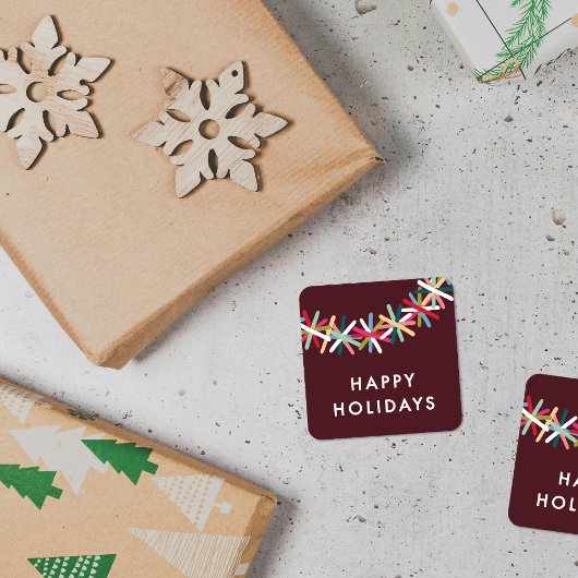 Kleurrijke Tinsel Slinger Happy Holidays Sticker