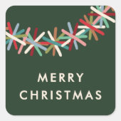 Kleurrijke Tinsel Slinger Kerst sticker (Voorkant)