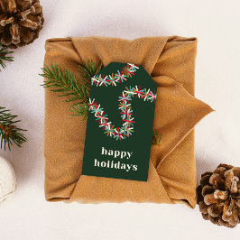 Kleurrijke Tinsel Slinger Kerstkaart Cadeaubijslui Cadeaulabel