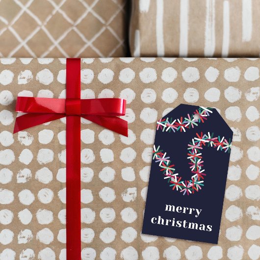 Kleurrijke Tinsel Slinger Kerstmis Cadeaubijsluite Cadeaulabel