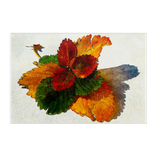 Kleurrijke tinten van herfstbladeren acryl muurkunst