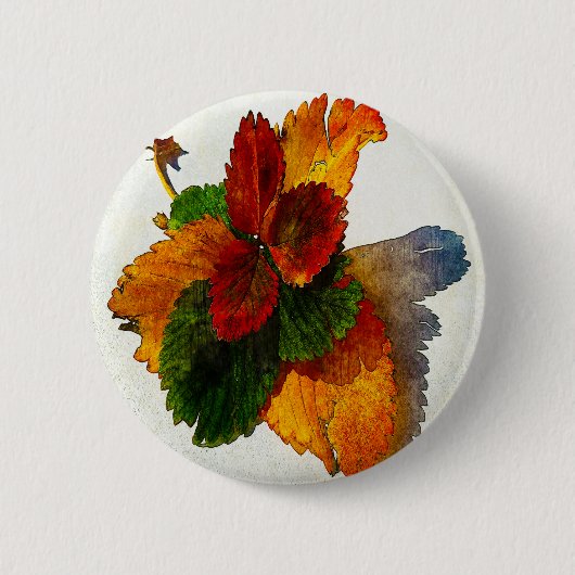 Kleurrijke tinten van herfstbladeren ronde button 5,7 cm (Voorkant)