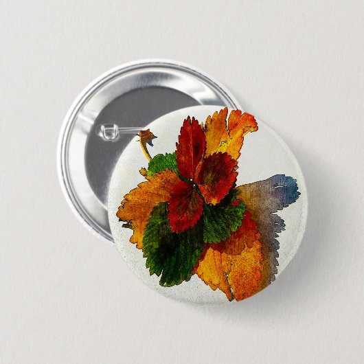 Kleurrijke tinten van herfstbladeren ronde button 5,7 cm (Voorkant /achterkant)