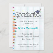 Kleurrijke Tiny Afstudeerder Afstuderen Uitnodigin Kaart (Achterkant)