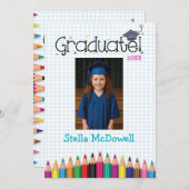 Kleurrijke Tiny Afstudeerder Afstuderen Uitnodigin Kaart (Voorkant / Achterkant)
